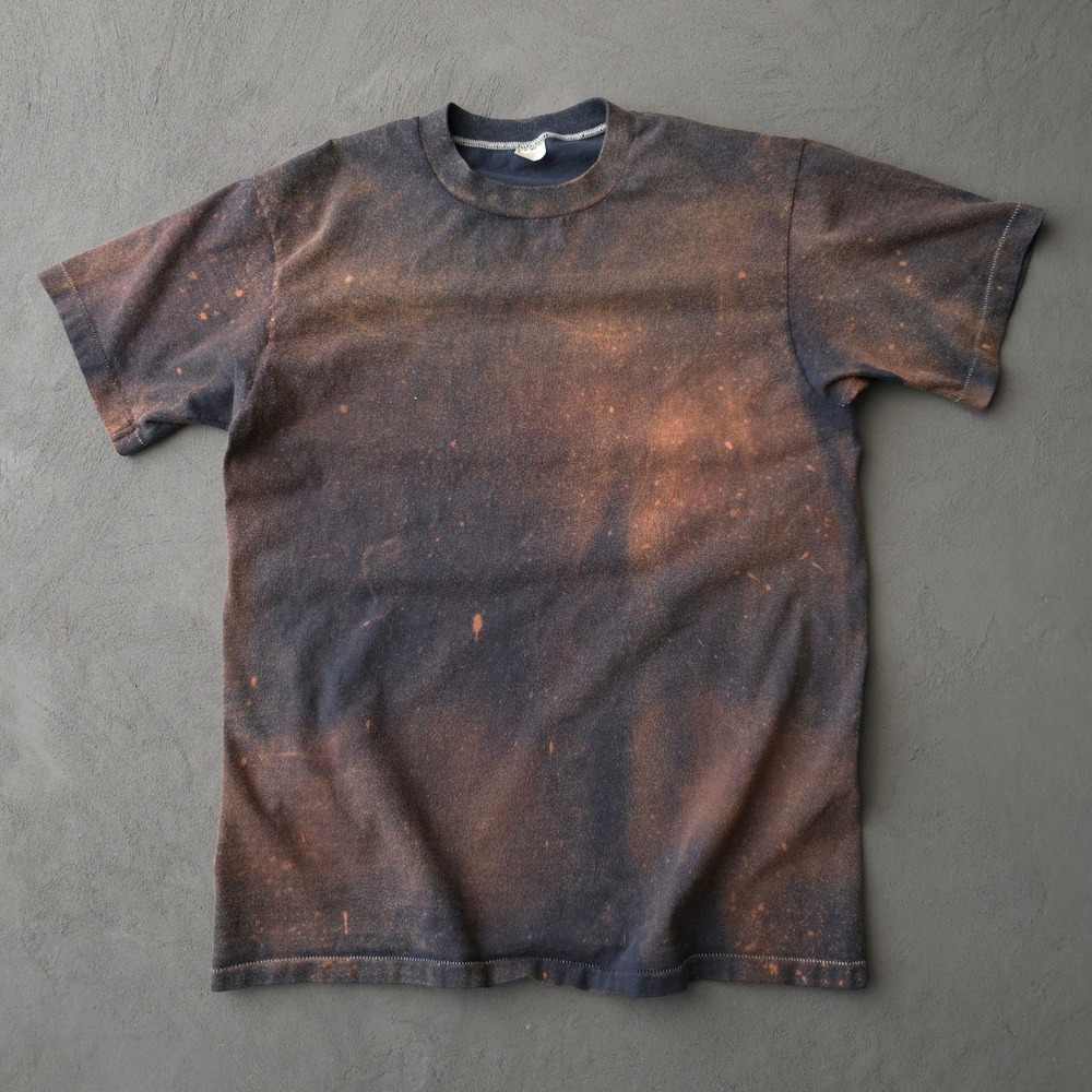 Vintage 70s Towncraft T-shirt L Black Bleach Faded Acid Wash Distressed